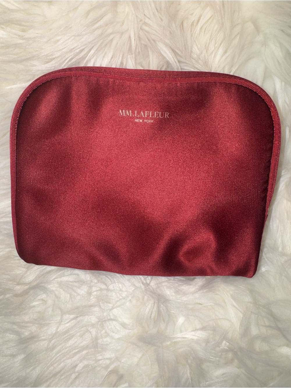 M.M.LaFleur Winterberry Burgundy Satin Travel Cosmetic Makeup Pouch